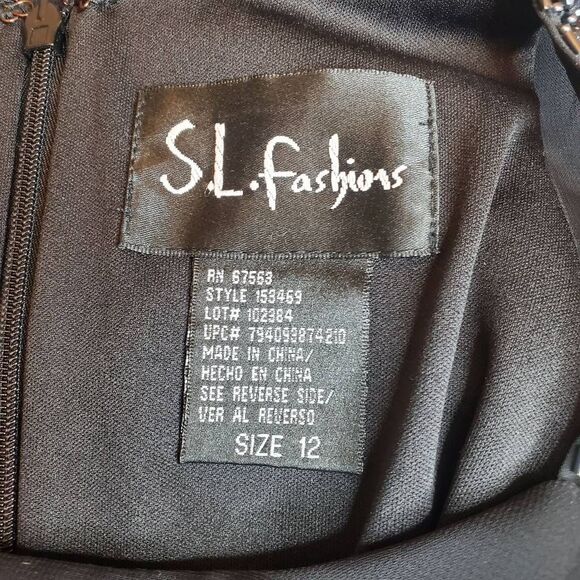 S.L Fashions Black Chiffon Embellished Tiered Holiday Cacktail Party Dress Women - Picture 5 of 8